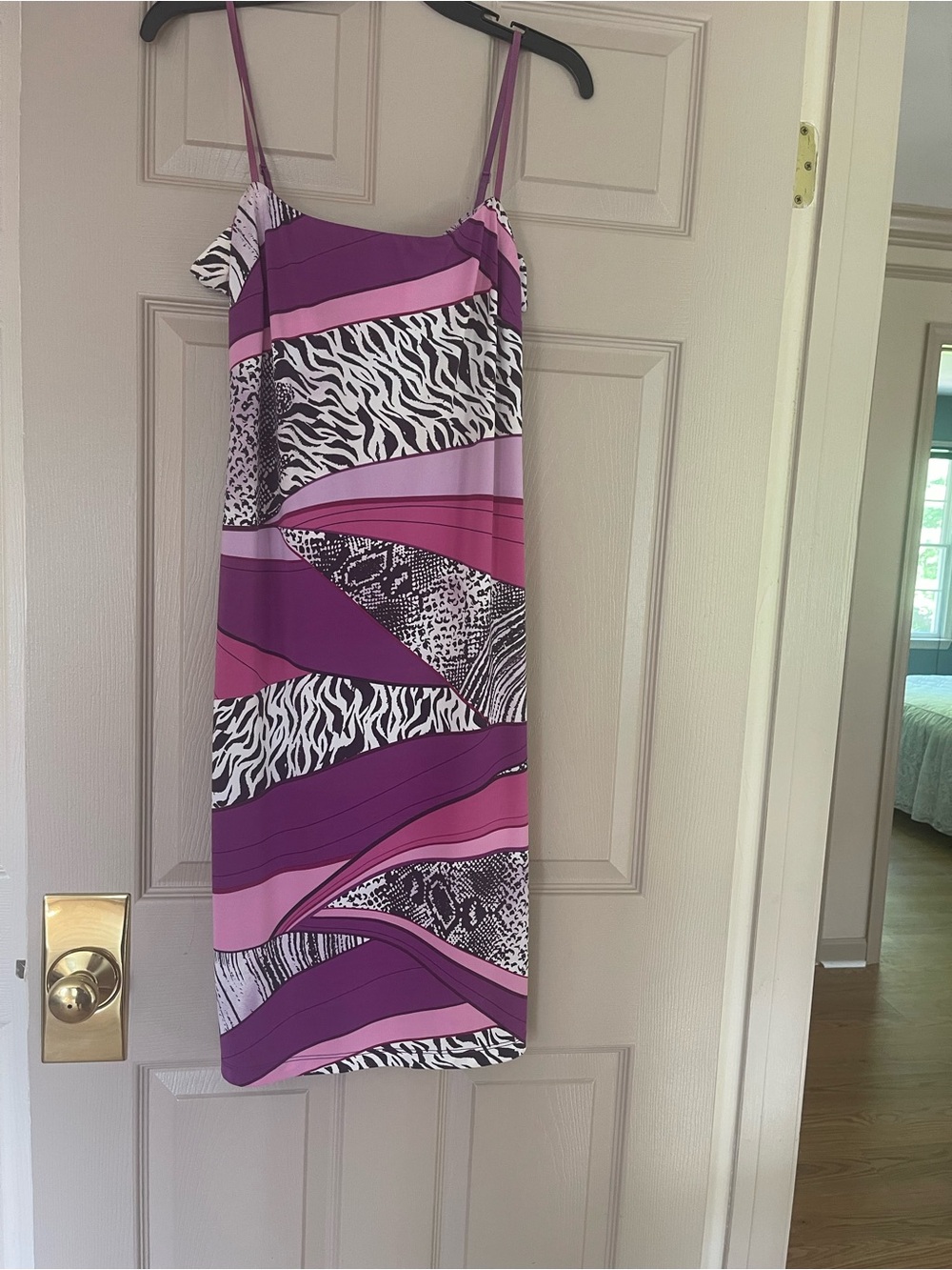 BCBGMaxAzria Pink and Purple Animal Print Slip Dress